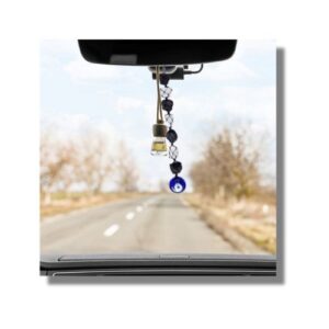 Car hanging with evil eye (Black tourmaline + selenite)